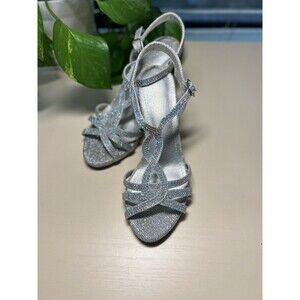 Women’s Strappy Silver 3" Heels With Box and shoe covers Size 5.5
